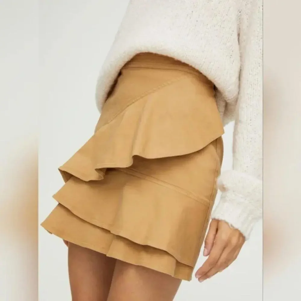 Aritzia Sunday Best Whitney Ruffle Mini Skirt - 2 - Tan
